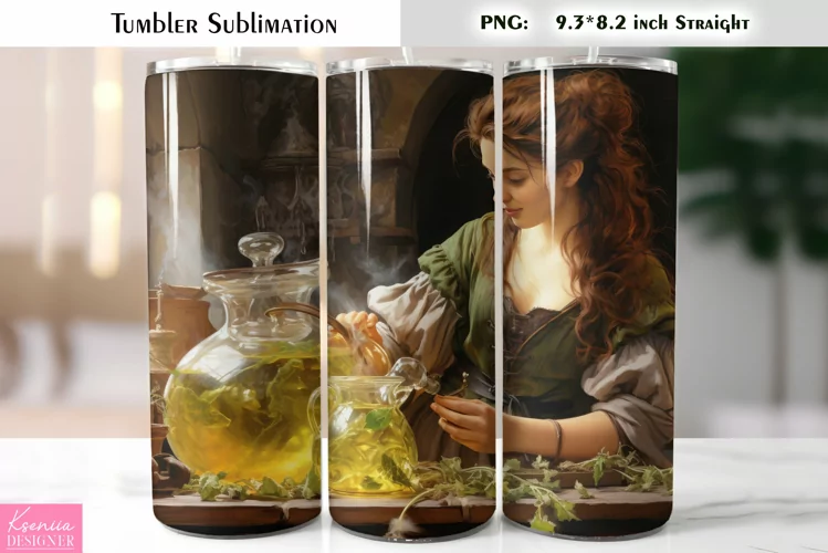 Halloween Witch Tumbler Sublimation|Vintage Halloween Card