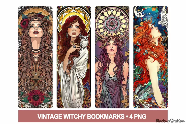 Vintage Bookmarks Printable PNG | Wiccan Witchy Designs PNG