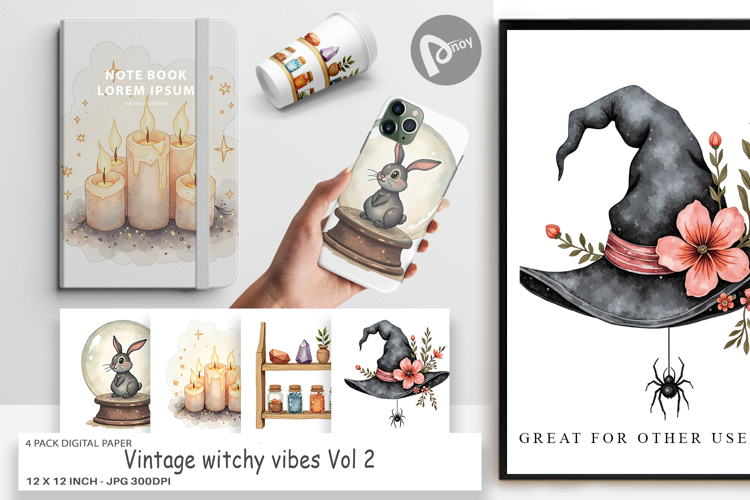 Digital Paper Vintage Witchy Vibes