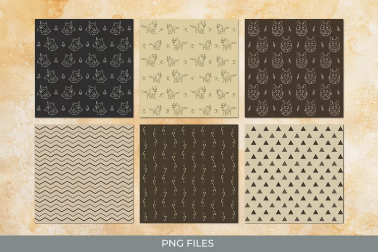 Vintage Wolf Seamless Pattern Paper Packs