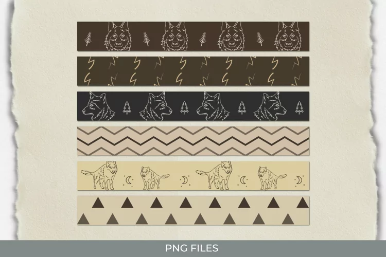 Vintage Wolf Seamless Pattern Strips