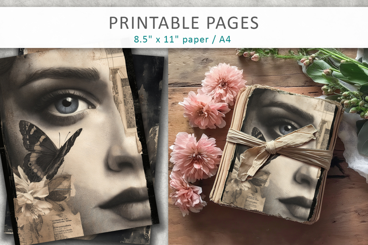 Vintage Woman Junk Journal, vintage aesthetic design