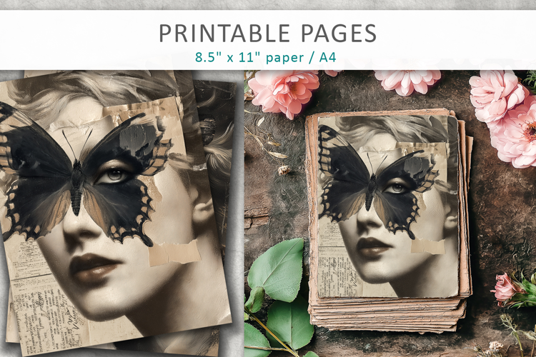 Vintage Woman Junk Journal, scrapbook paper