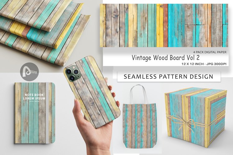 Digital Paper Vintage Wood Board example image 1