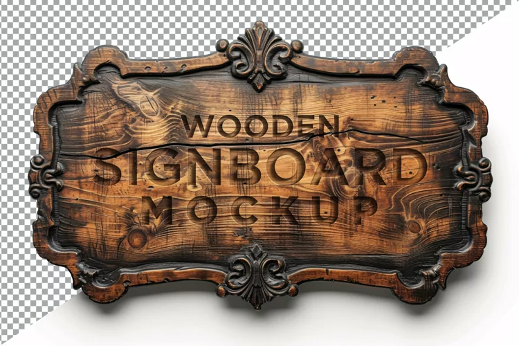 Vintage Wooden Signboard Mockup