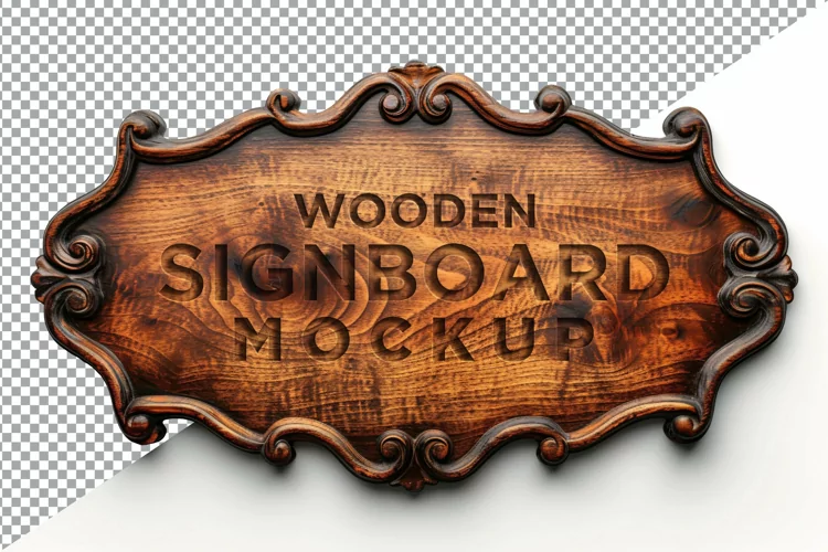 Vintage Wooden Signboard Mockup