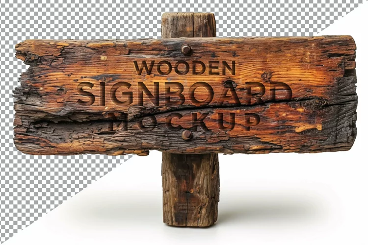 Vintage Wooden Signage Mockup Template