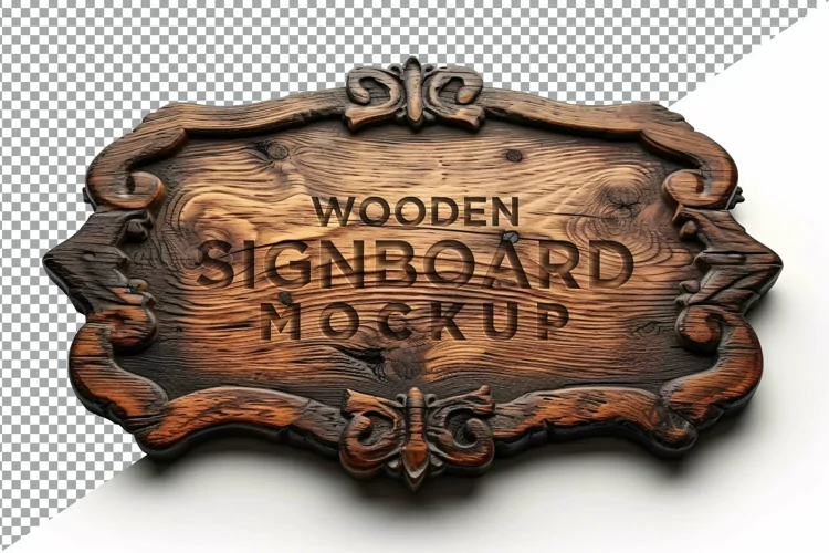 Vintage Wooden Signboard Mockup