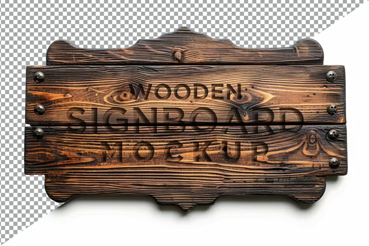 Vintage Wooden Signboard Mockup