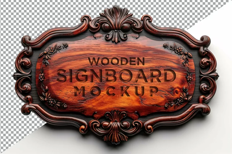 Vintage Wooden Signboard Mockup