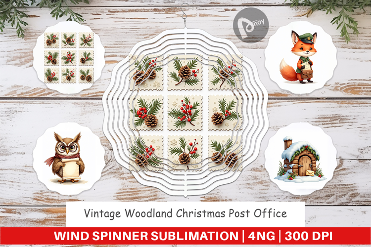 Vintage Woodland Post Office Wind Spinner