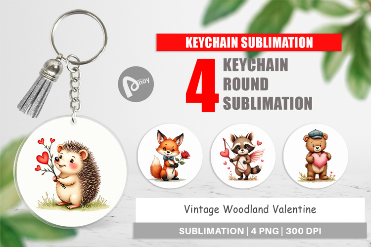 Vintage Woodland Valentine Keychain