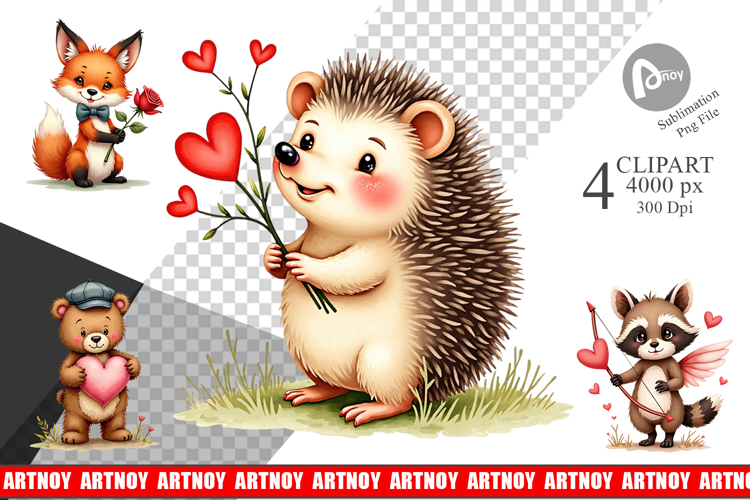Vintage Woodland Valentine Clipart