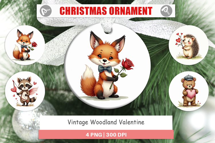 Vintage Woodland Valentine Ornament