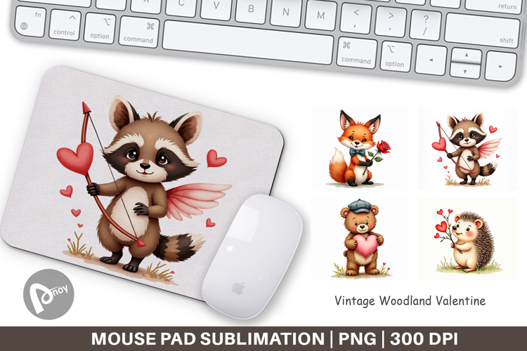 Vintage Woodland Valentine Mouse Pad