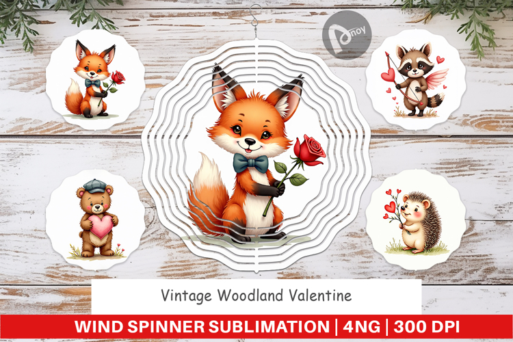 Vintage Woodland Valentine Wind Spinner