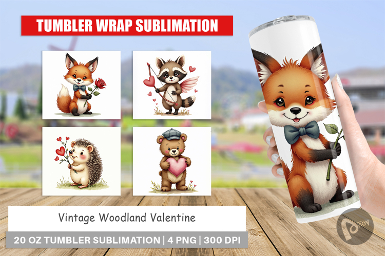 Vintage Woodland Valentine Tumbler