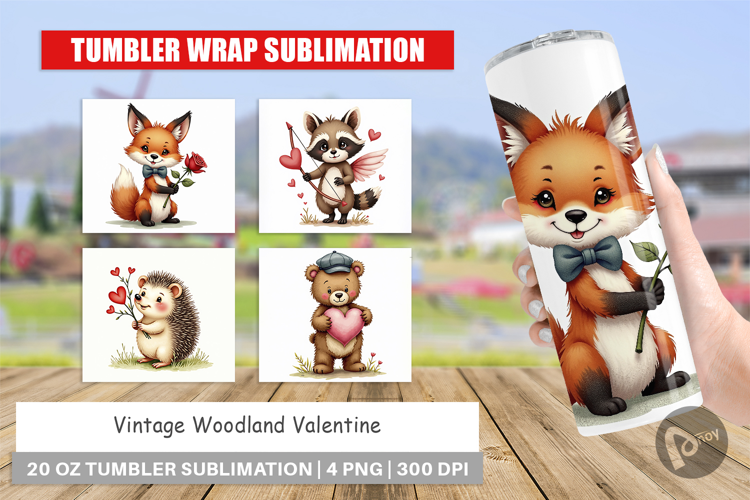 Vintage Woodland Valentine Tumbler