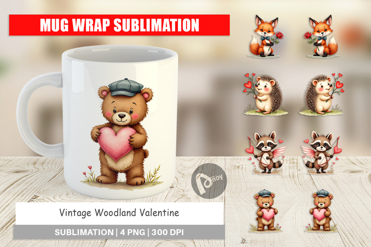 Vintage Woodland Valentine Mug Wrap
