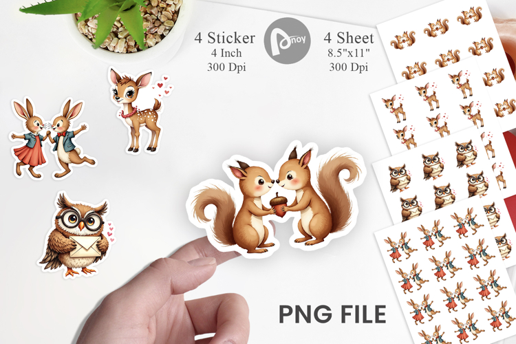 Vintage Woodland Valentine Sticker