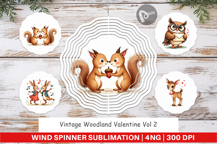 Vintage Woodland Valentine Wind Spinner
