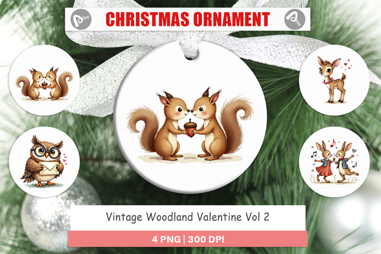 Vintage Woodland Valentine Ornament