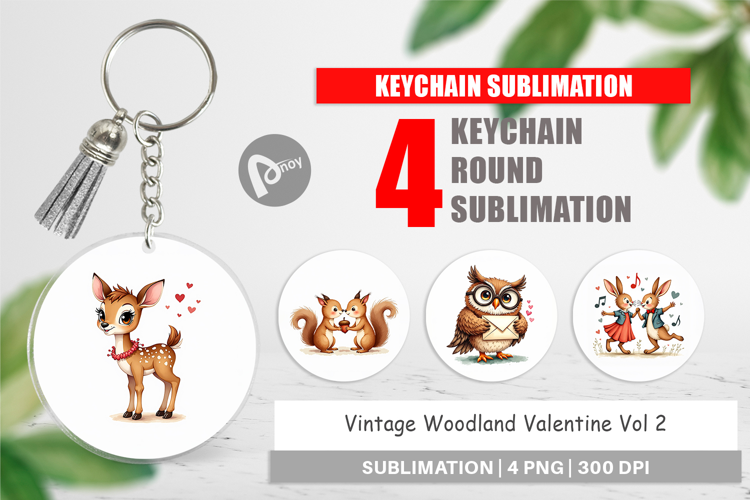 Vintage Woodland Valentine Keychain