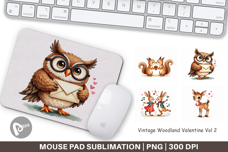 Vintage Woodland Valentine Mouse Pad