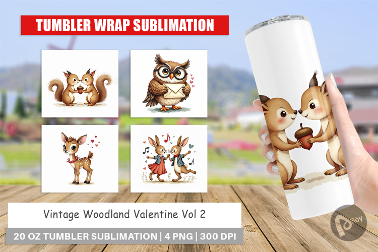 Vintage Woodland Valentine Tumbler