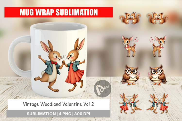 Vintage Woodland Valentine Mug Wrap