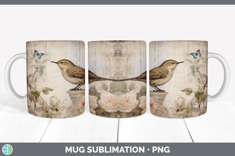 GorgeousDecoupage Wrens Mug Wrap design.