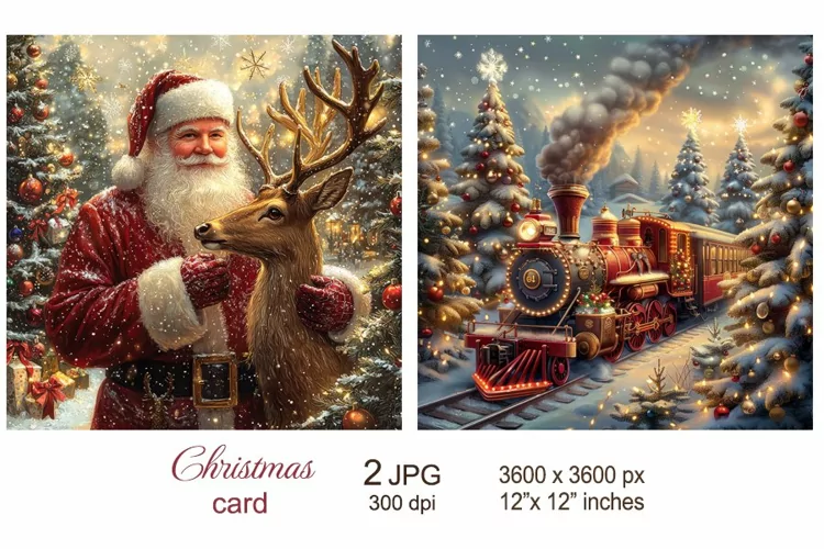 Santa and Express Train Christmas Card, Christmas scrapbook