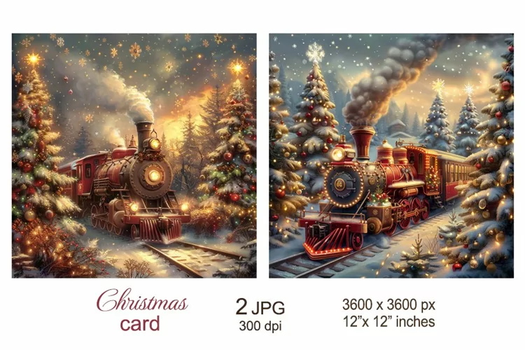 Christmas Express Train Christmas Card, Santa Train paper