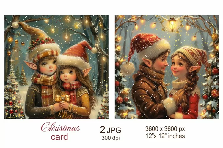 Love Christmas Elves Christmas Card, Christmas sublimation
