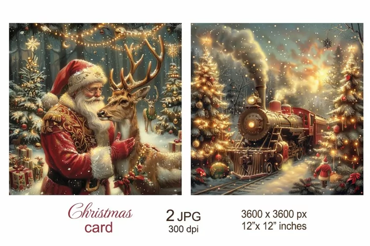 Santa and Express Train Christmas Card, Christmas scrapbook
