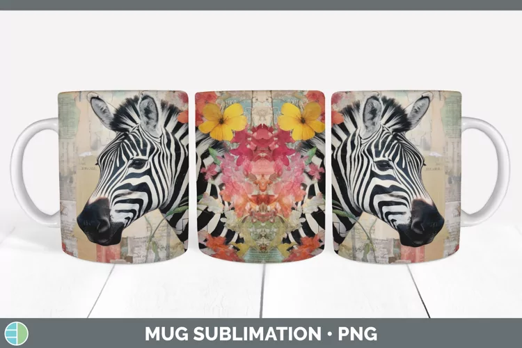 Vintage Zebra Mug Wrap | Sublimation Coffee Cup Designs