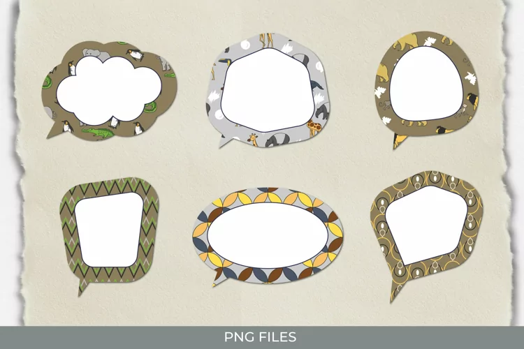Vintage Zoo Seamless Pattern Speech Bubbles