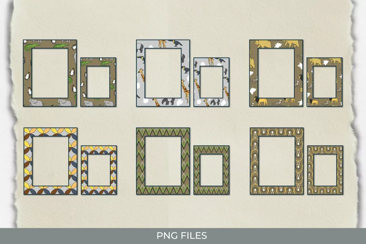 Vintage Zoo Seamless Pattern Frames