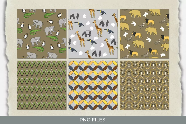 Vintage Zoo Seamless Pattern Paper Packs