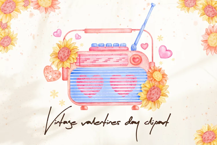 90s radio valentines day nostalgia clipart&sublimation