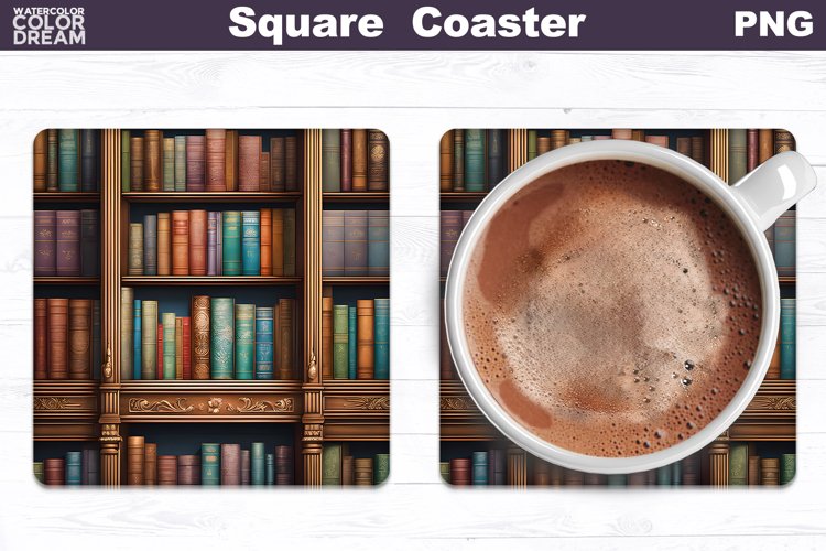 Vintage Books Square Coaster | Book Lover Coaster example image 1