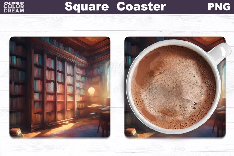 Vintage Books Square Coaster | Book Lover Coaster example image 1