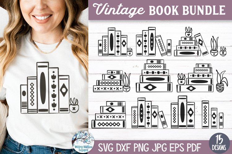 Vintage Book SVG Bundle | 15 Designs for Reading Lovers example image 1