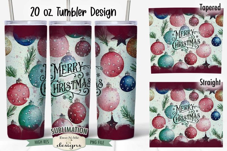 Vintage Style Christmas 20 oz Tumbler Sublimation Design example image 1