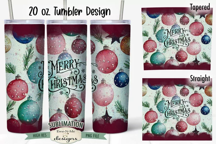 Vintage Style Christmas 20 oz Tumbler Sublimation Design