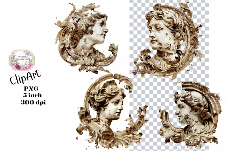 Vintage, Statue, Sepia, PNG, Junk Journal, Vintage, clipart