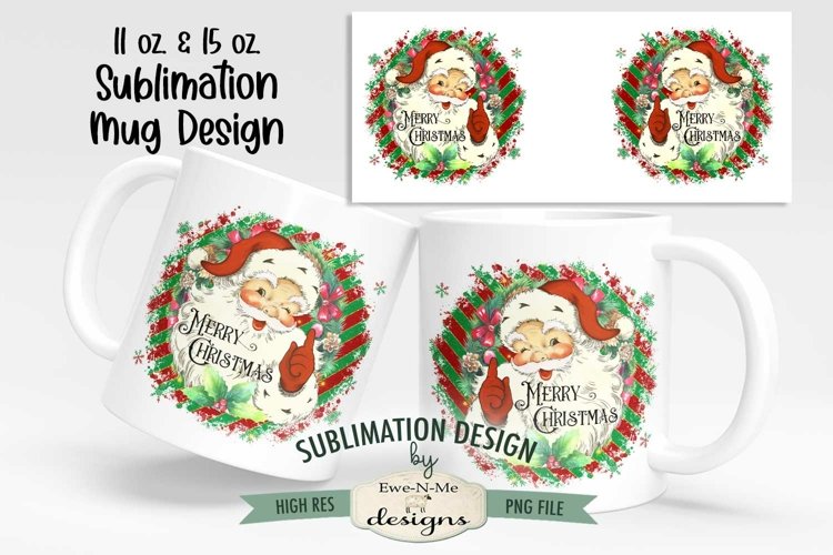 Vintage Santa 11 & 15 oz Mug Sublimation Christmas Design