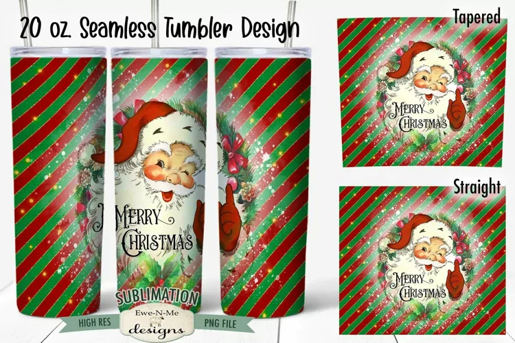 Vintage Santa Christmas 20 oz. Tumbler Sublimation Design