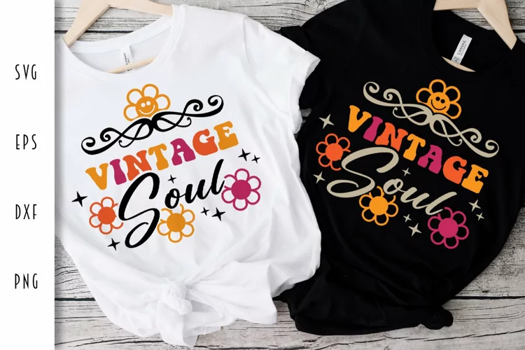 Retro SVG - Vintage Soul with Flowers Cut File