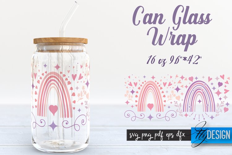 Can Glass Wrap Rainbow SVG | Rainbow SVG Design | Template